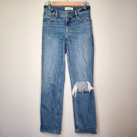 Abercrombie & Fitch Curve Love 90's Straight Low Rise Jeans 0/25R - Picture 7 of 7